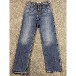 Levis Premium Dad Jean Medium Wash Blue High Waisted Straight Leg Womens 25x30